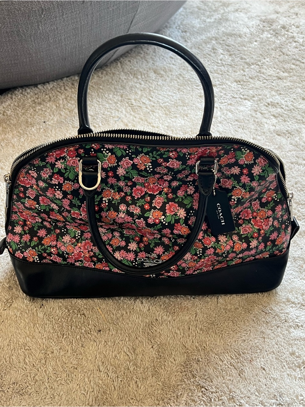 Authentic Coach Sierra Posey Cluster Floral Printed Satchel Dome Purse Crossbody